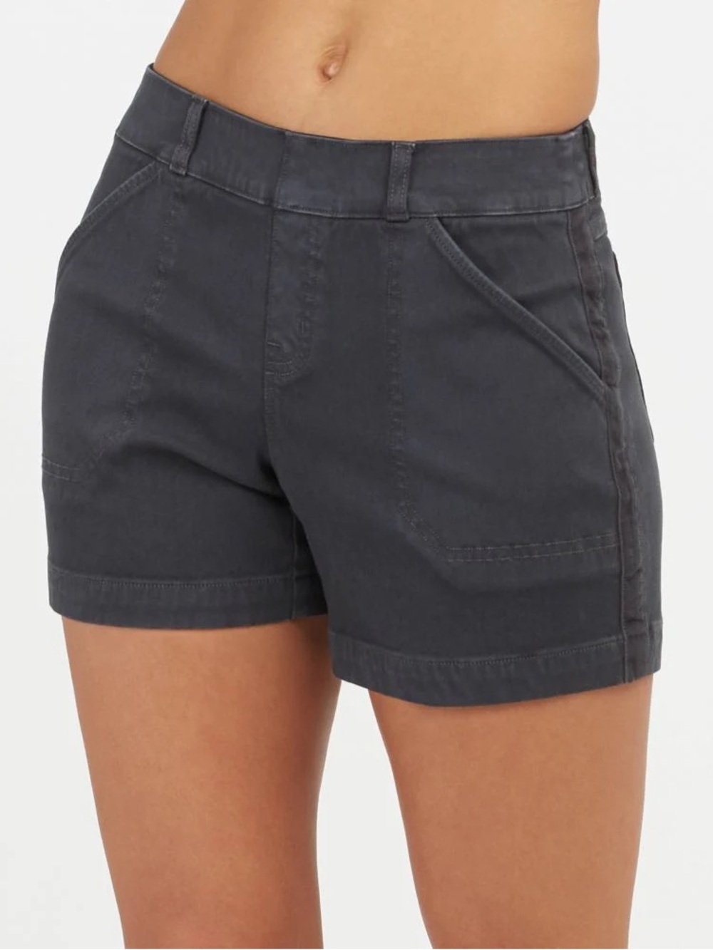 Spanx 4" Twill Short - Washed Black SZ M